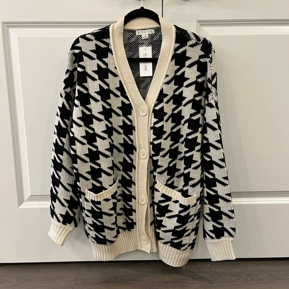 NWT HYFVE Houndstooth Chunky Cardigan - Picture 1 of 8